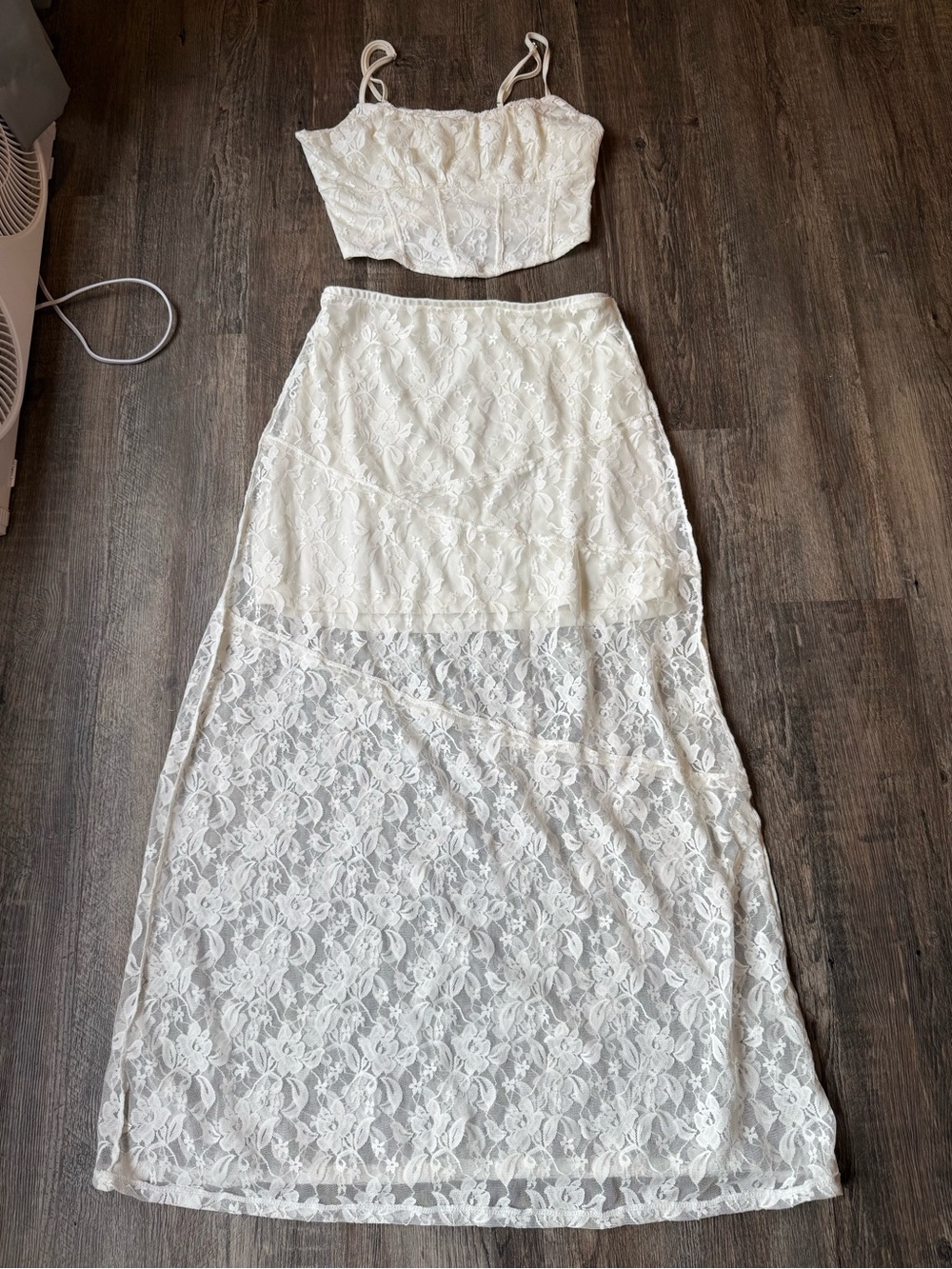 No Boundaries White Lace Two piece dress